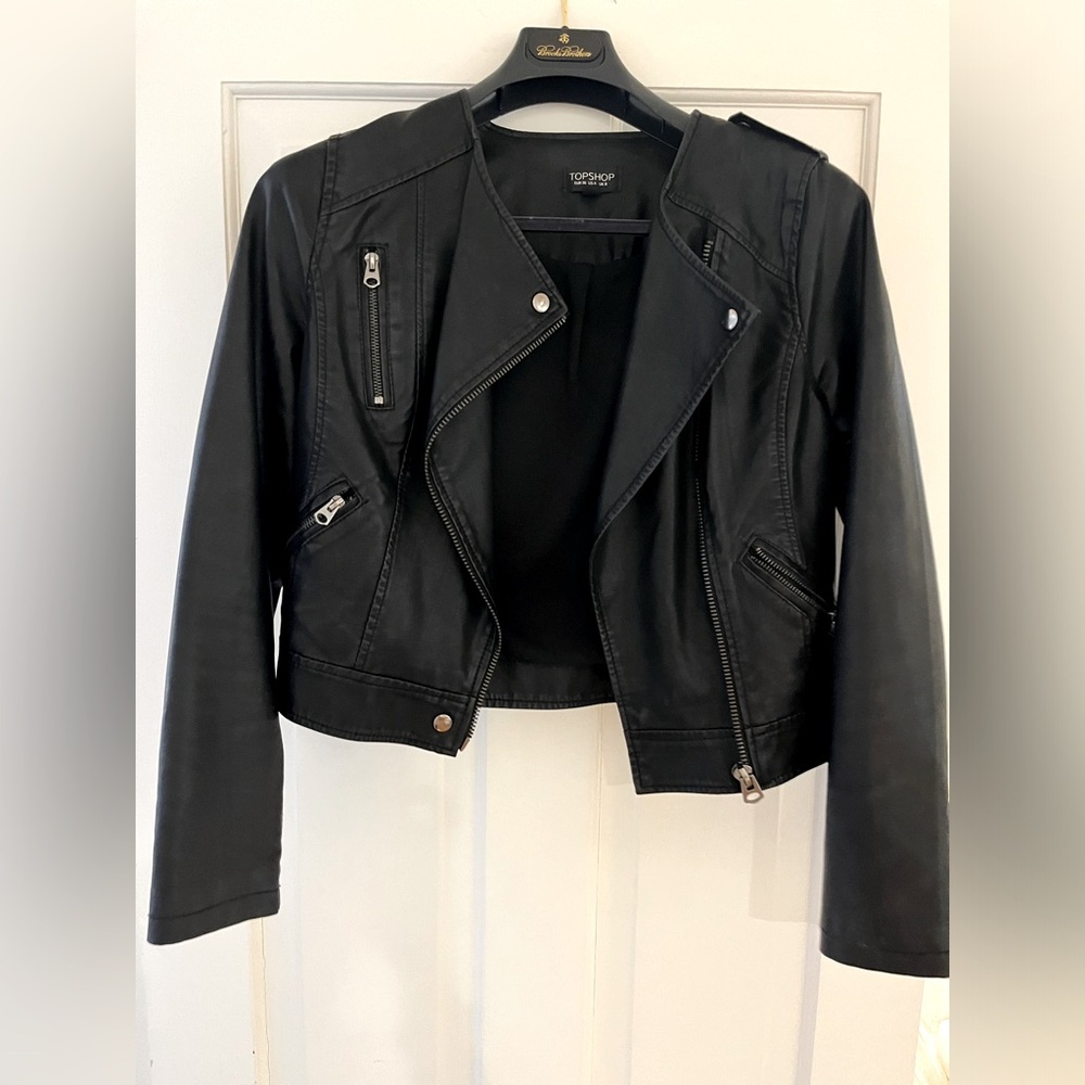 Topshop US Size 4 Faux Leather Jacket